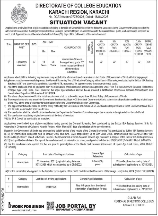 directorate of college education jobs,latest college education karachi jobs 2026,latest college education karachi jobs advertisement,latest college education sindh jobs 2026,latest sts jobs 2026,latest sjp.gos.pk jobs 2026