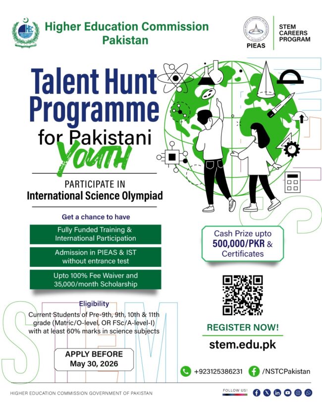 apply hec talent hunt programme,latest talent hunt programme for pakistani youth,apply talent hunt program 2026 online,latest talent hunt program 2026 advertisement,apply stem careers program 2026 online,talent hunt program 2026,scholarships for pakistani students