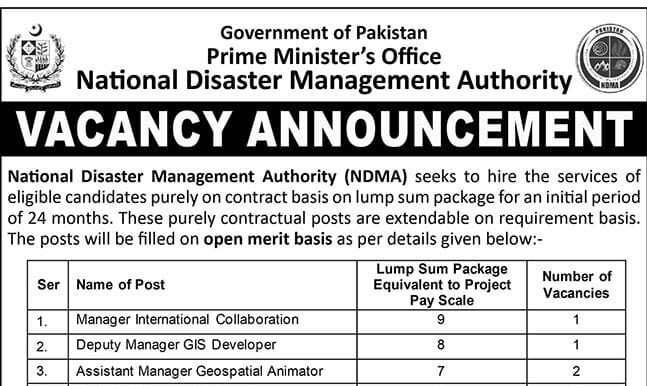 Latest National Disaster Management Authority Jobs 2026 Apply NDMA Jobs
