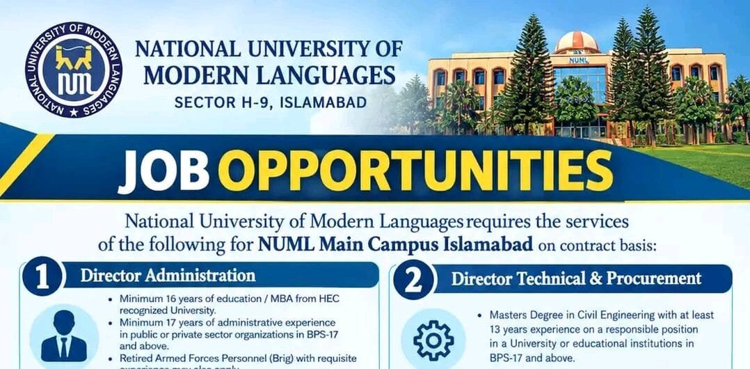 Latest National University of Modern Languages Jobs 2026 Apply NUML Jobs Online Latest National University of Modern Languages Jobs 2026 Apply NUML Jobs Online