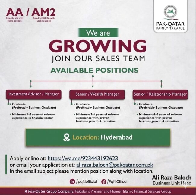 latest pak qatar family takaful jobs,apply pak qatar family takalful jobs 2026,latest pak qatar jobs in hyderabad,latest pak qatar family takaful jobs advertisement,latest jobs in hyderabad,