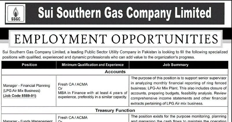 Latest Sui Gas Company Jobs 2026 Apply SSGC Careers Online