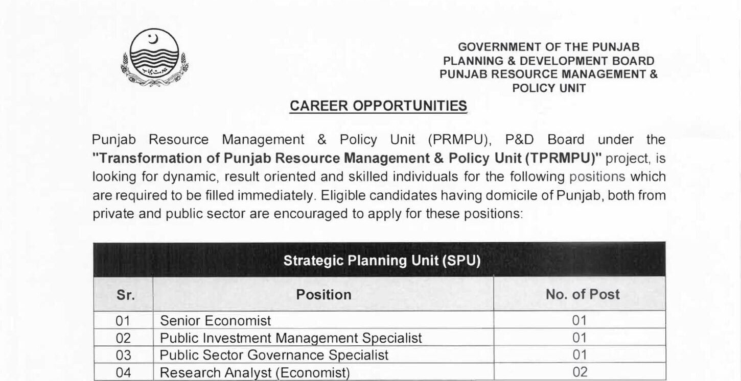 Latest Urban Unit Jobs 2026 Apply Punjab Govt Careers
