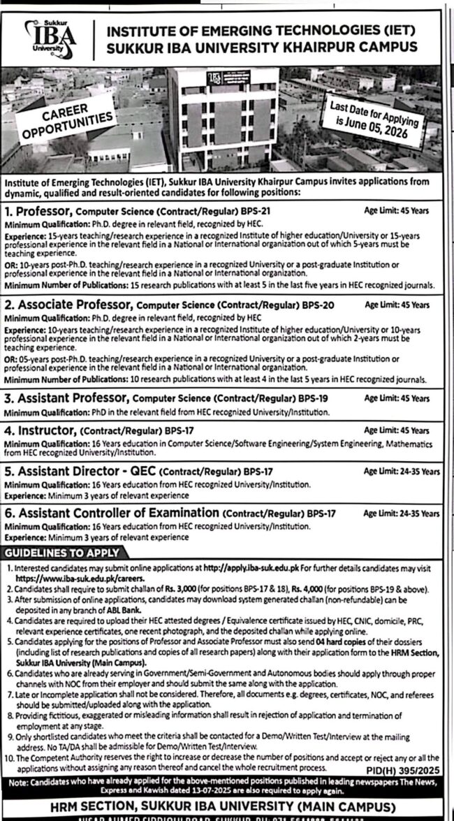 latest iba university khairpur campus jobs,latest sukkur iba khairpur campus jobs advertisement 2026,apply iba sukkur university jobs,iba university jobs in sindh 2026,latest sukkur iba jobs 2026,