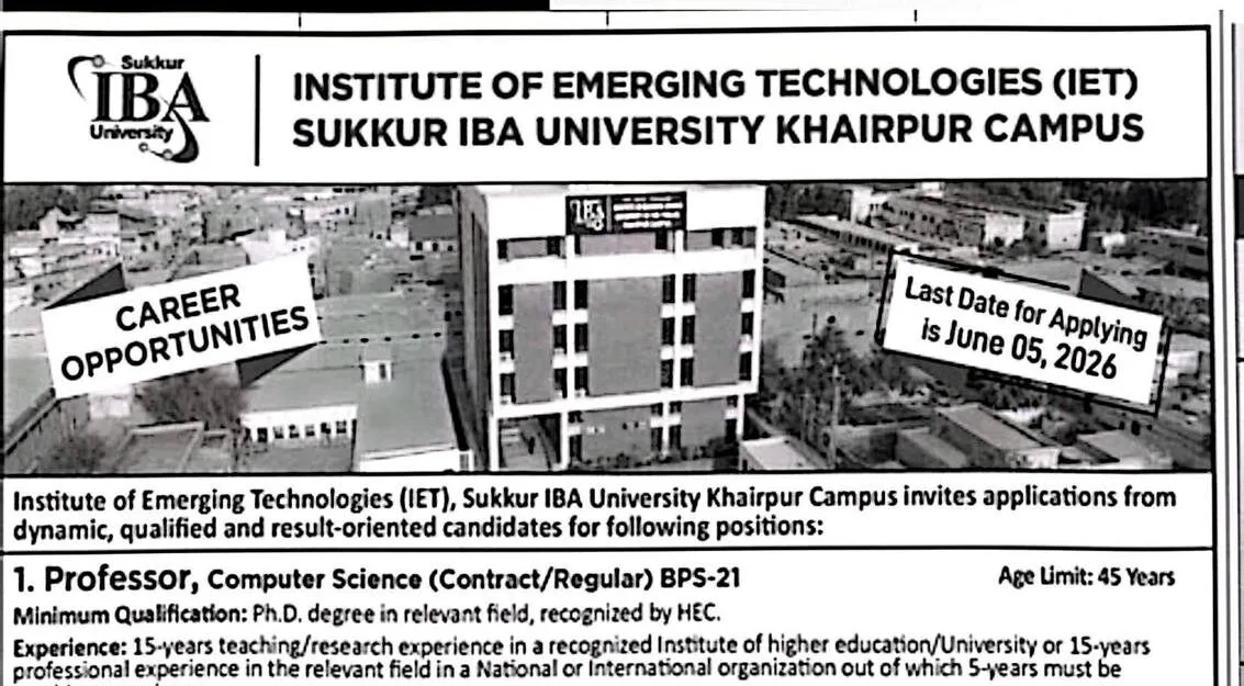 Latest IBA University Khairpur Campus Jobs 2026 Advertisement Apply Online Latest IBA University Khairpur Campus Jobs 2026 Advertisement Apply Online