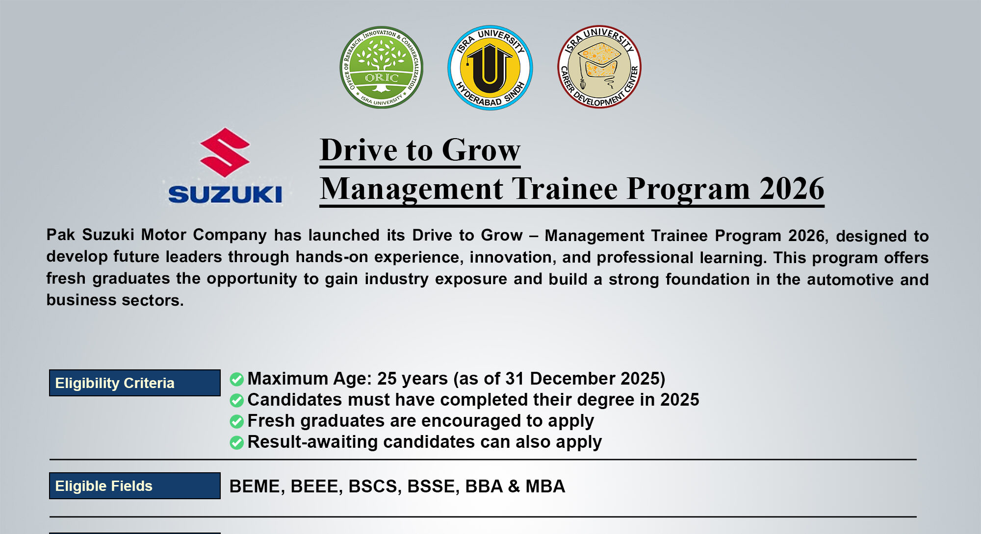 Apply Suzuki Management Trainee Program 2026 Latest Suzuki Pakistan Careers