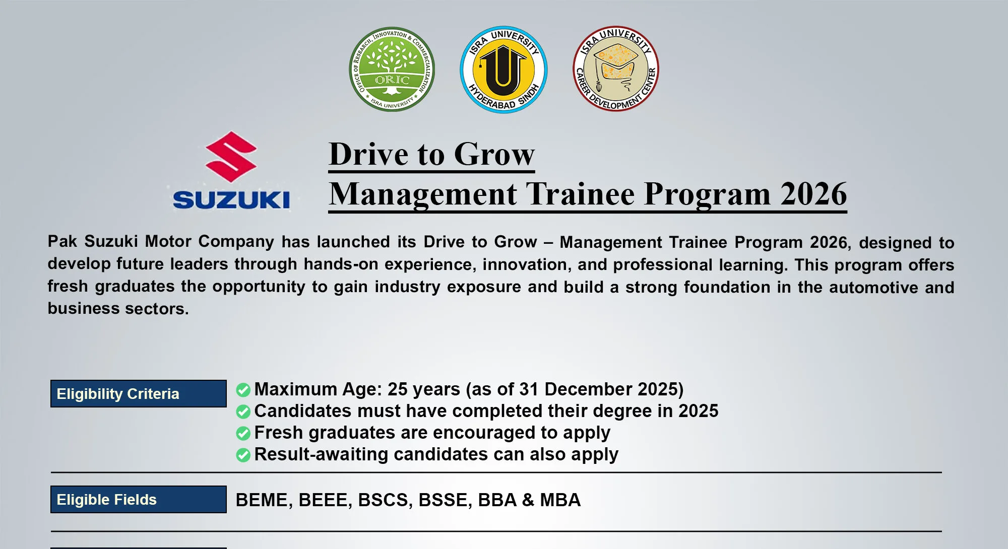 Apply Suzuki Management Trainee Program 2026 Latest Suzuki Pakistan Careers