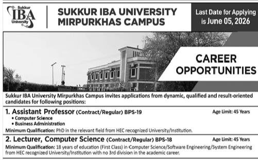 Latest IBA University Mirpurkhas Campus Jobs 2026 Advertisement Apply Online
