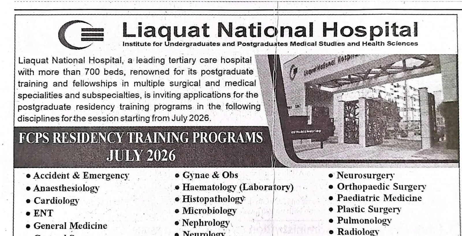 Latest Liaquat National Hospital Jobs 2026 Apply lnh.edu.pk Careers in Pakistan