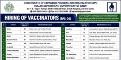 latest vaccinator jobs,latest vaccinator bps6 jobs 2026,latest epi vaccinator jobs 2026 advertisement,apply episindh.gos.pk vaccinator jobs,latest vaccinator bps 6 sindh government jobs 2026,vaccinator jobs in sindh,