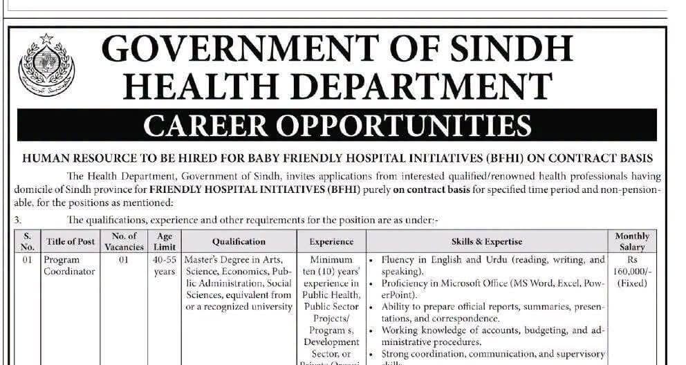 Latest Government of Sindh Health Jobs 2026 | Health Department Sindh Jobs 2026