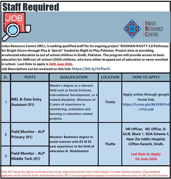 latest indus resource centre jobs,latest indus resource center jobs 2026 advertisement,latest irc jobs 2026,latest indus resource centre jobs 2026 advertisement,apply indus resource center jobs 2026