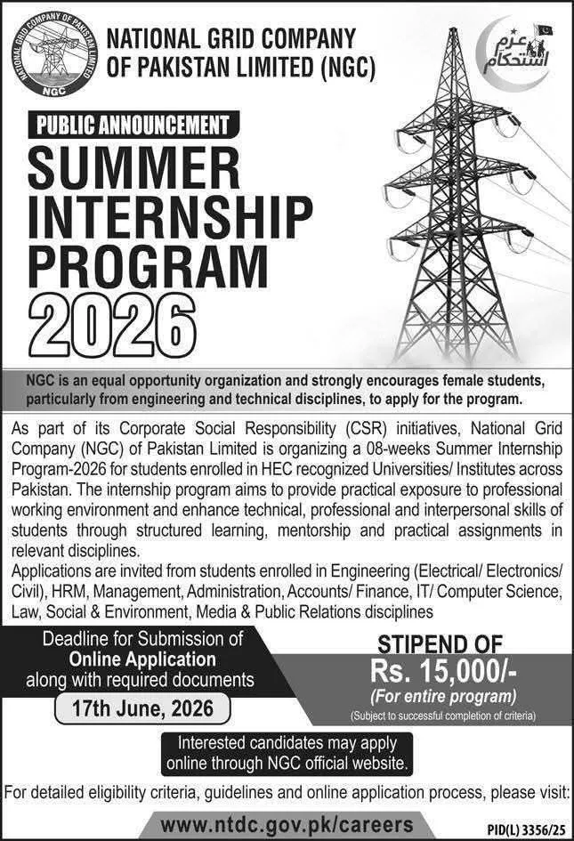 Latest NGC Summer Internship Program 2026 Apply National Grid Company Internship Program