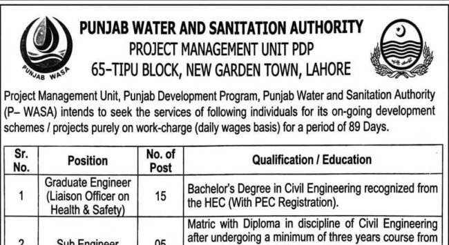 punjab water and sanitation authority jobs,latest government of punjab jobs 2026,latest Punjab water and sanitation authority jobs 2026,apply punjab water and sanitation jobs 2026,latest punjab jobs 2026,