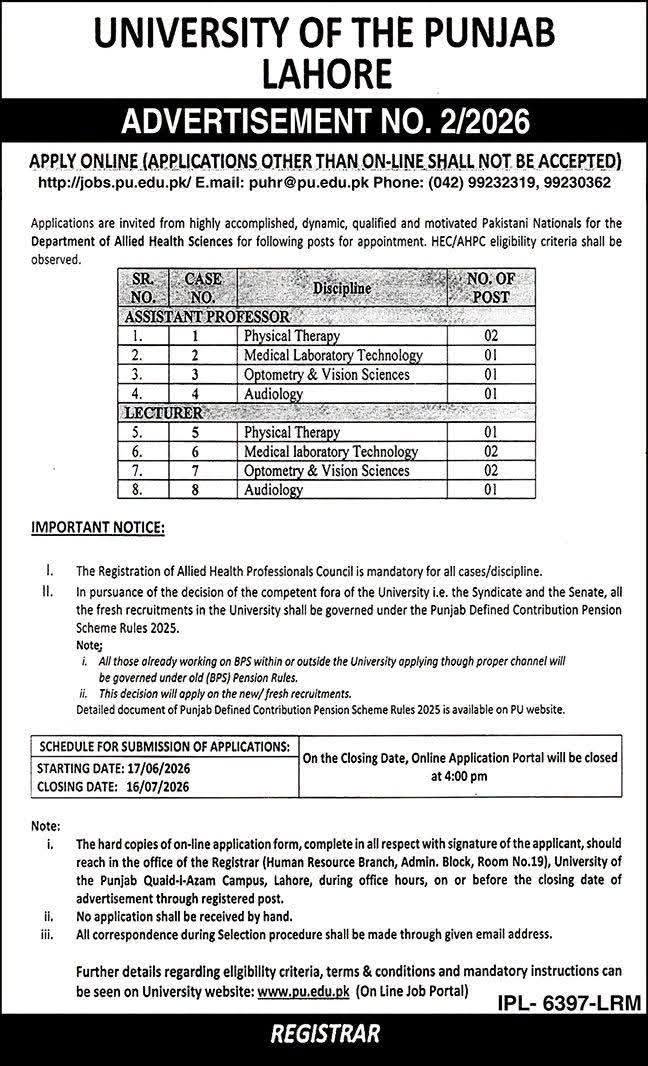 university of the punjab lahore jobs,latest university of punjab jobs 2026,university of the Punjab Lahore jobs 2026 advertisement,apply the university of punjab lahore jobs,
