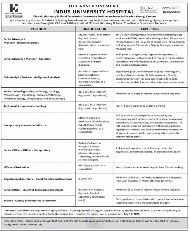 latest indus university hospital jobs,indus university hospital karachi jobs 2026,apply indus hospital karachi jobs 2026,latest jobs in karachi 2026,indus hospital karachi careers 2026,