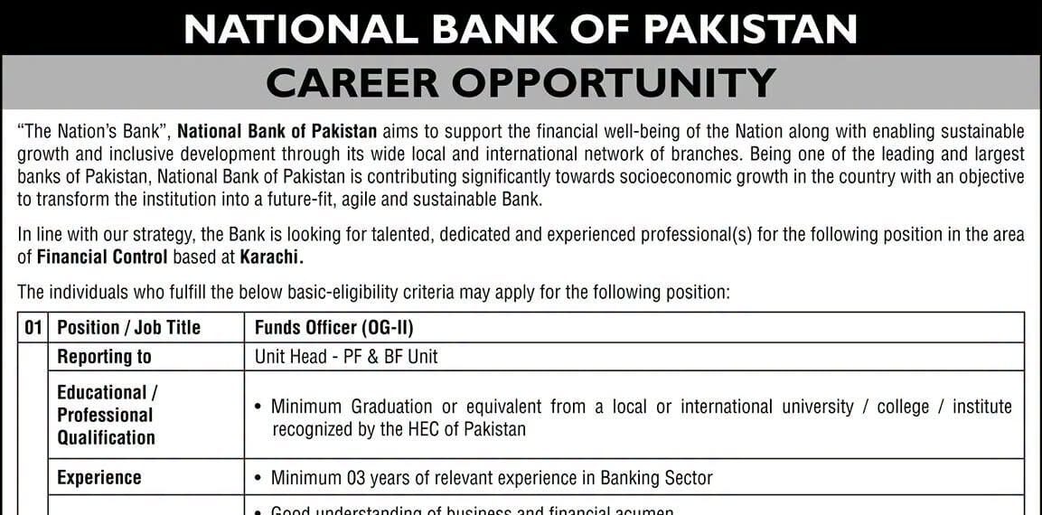 Latest National Bank of Pakistan Jobs 2026 Apply NBP Careers Online