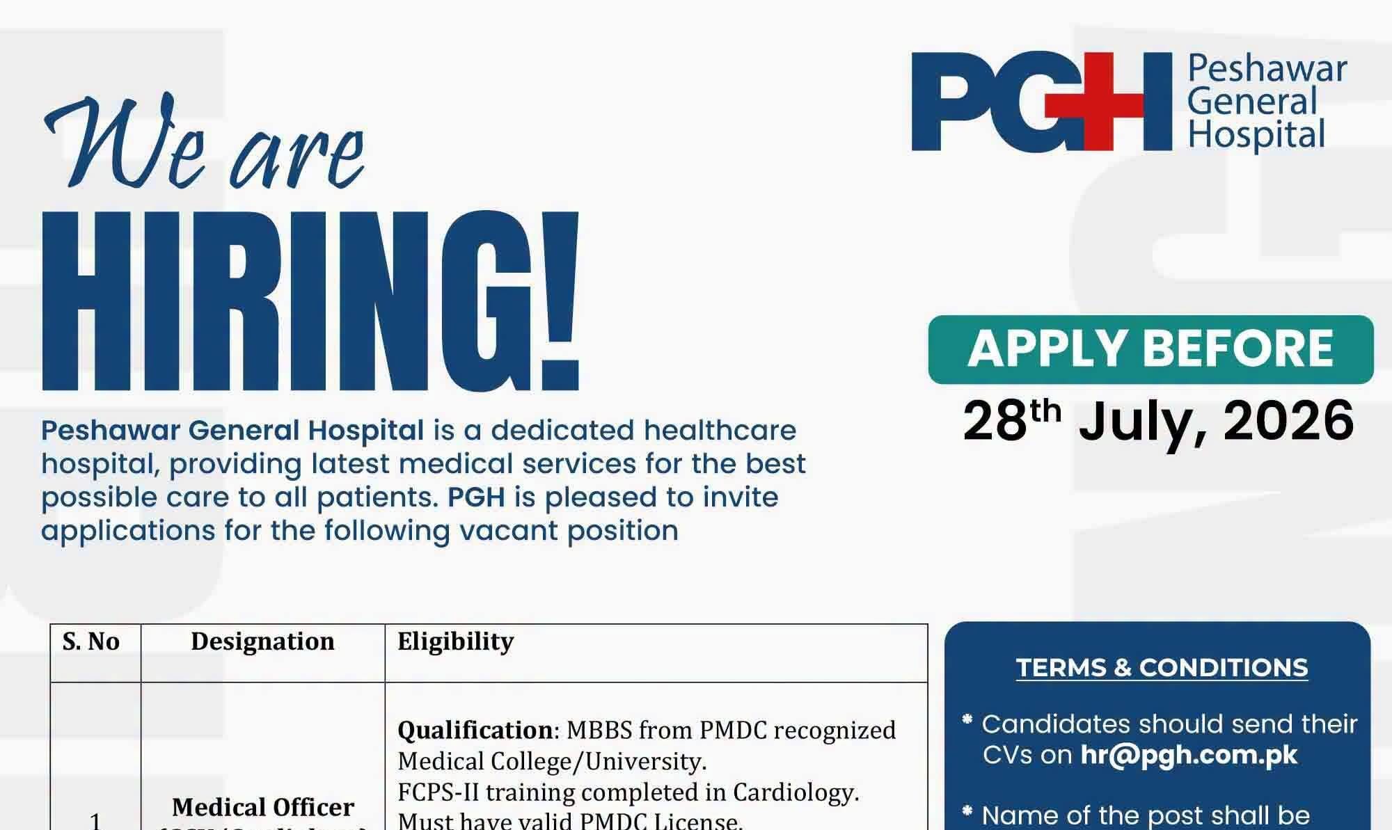 Latest Peshawar General Hospital Jobs 2026 Advertisement Apply Online