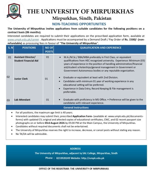 latest university of mirpurkhas jobs,latest umpk careers jobs 2026,university of mirpurkhas jobs advertisement 2026,latest umpk.edu.pk careers 2026 jobs,university of mirpurkhas careers 2026,