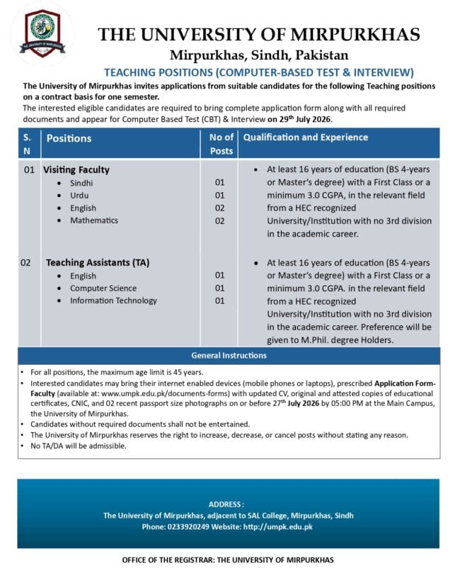 latest university of mirpurkhas jobs,latest umpk careers jobs 2026,university of mirpurkhas jobs advertisement 2026,latest umpk.edu.pk careers 2026 jobs,university of mirpurkhas careers 2026,