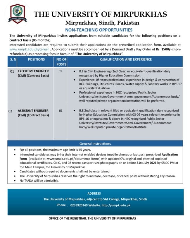 latest university of mirpurkhas jobs,latest umpk careers jobs 2026,university of mirpurkhas jobs advertisement 2026,latest umpk.edu.pk careers 2026 jobs,university of mirpurkhas careers 2026,