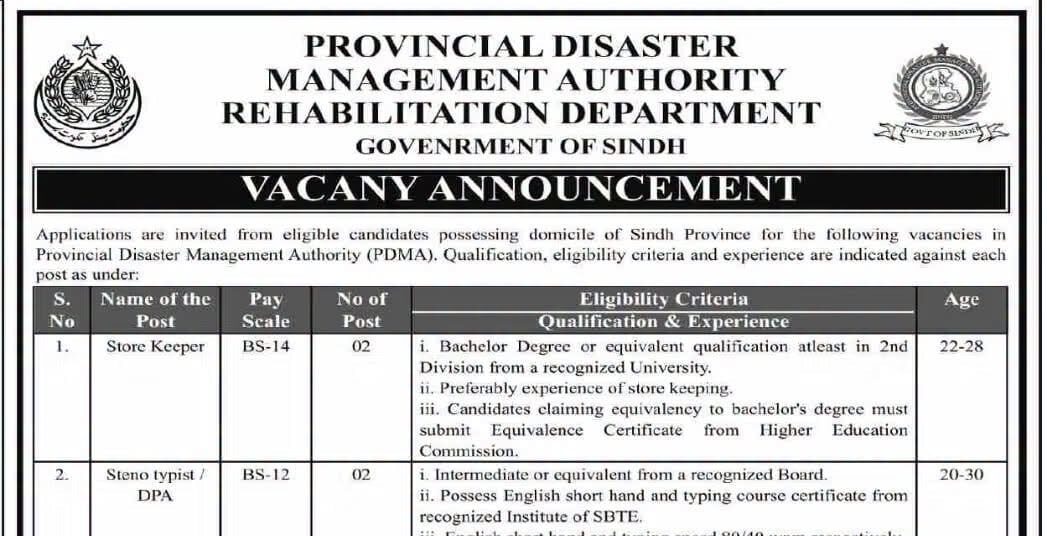 Latest Provincial Disaster Management Authority Jobs 2026 Apply sjp.gos.pk Advertisement Latest Provincial Disaster Management Authority Jobs 2026 Apply sjp.gos.pk Advertisement
