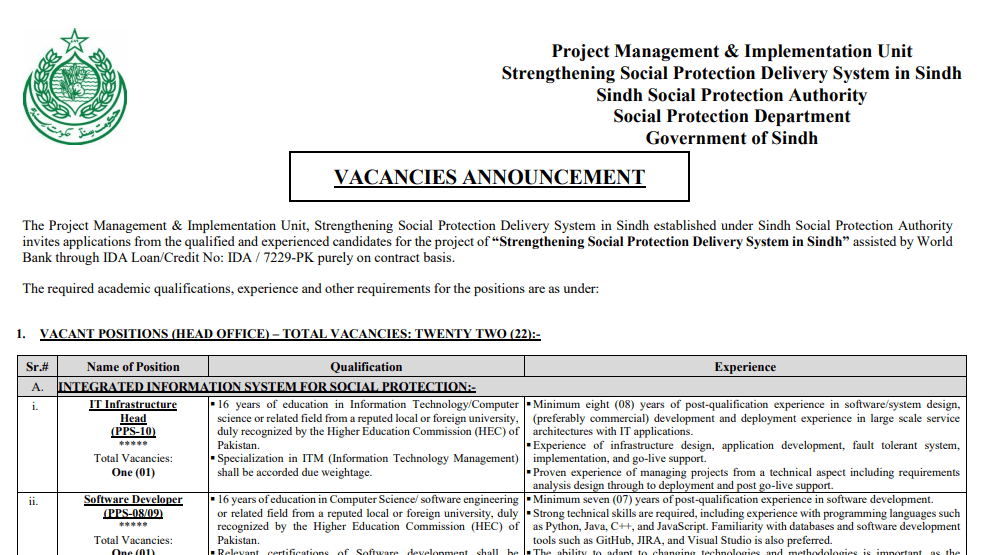 Sindh Social Protection Authority Jobs 2026 Latest NTS Jobs & Apply Online