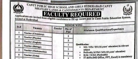 Hyderabad Cantt High School Jobs 2026 – Cantt Public High School Hyderabad Jobs Hyderabad Cantt High School Jobs 2026 – Cantt Public High School Hyderabad Jobs