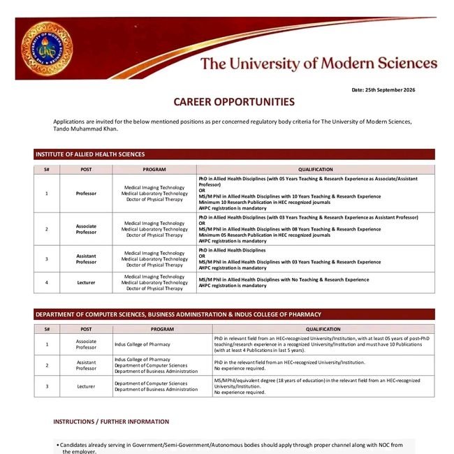 latest university of modern sciences jobs,university of modern sciences tando muhammad khan jobs 2026,apply ums.edu.pk jobs,univeristy of modern sciences jobs 2026 advertisement,latest tando muhammad khan jobs 2026,